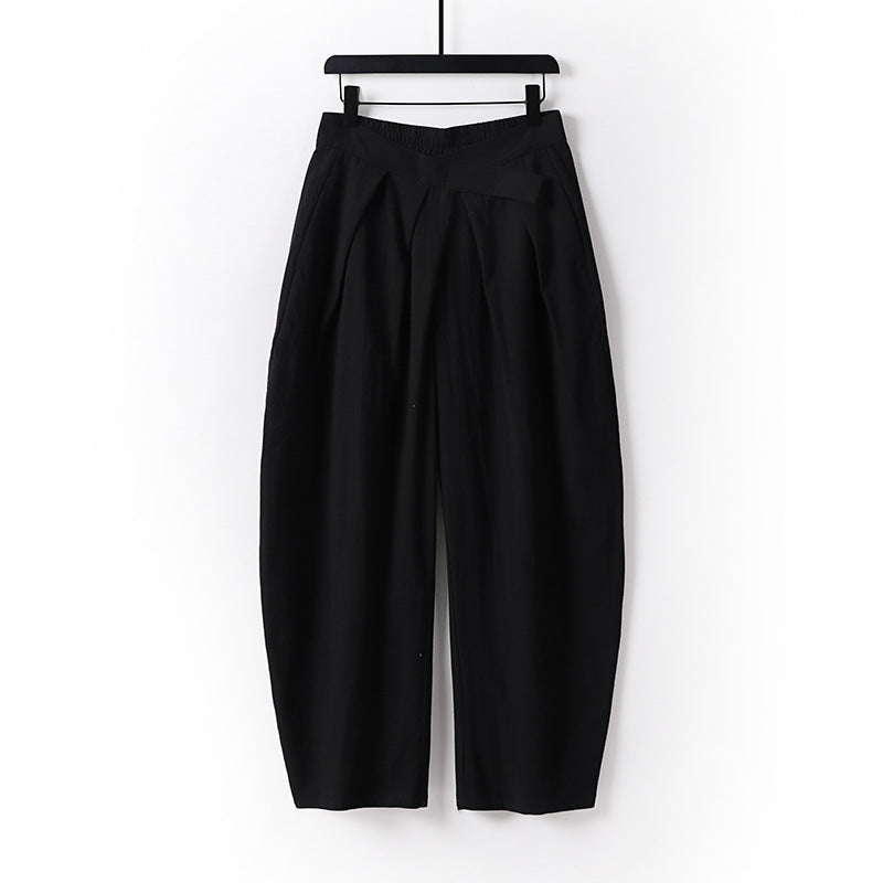 Damen Hochgeschnittene Culotte-Hose mit Bundfalten und elastischem Taillenbund Nord Taschen