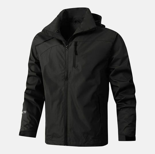 Herren Atmungsaktive wasserdichte Softshelljacke mit nahtversiegelter Membran und verstaubarer Kapuze Nord Taschen