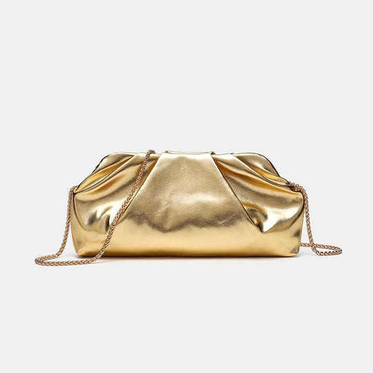 Damen elegantes Clutch mit metallischem Finish und zeitgemäßem Kettenriemen Nord Taschen