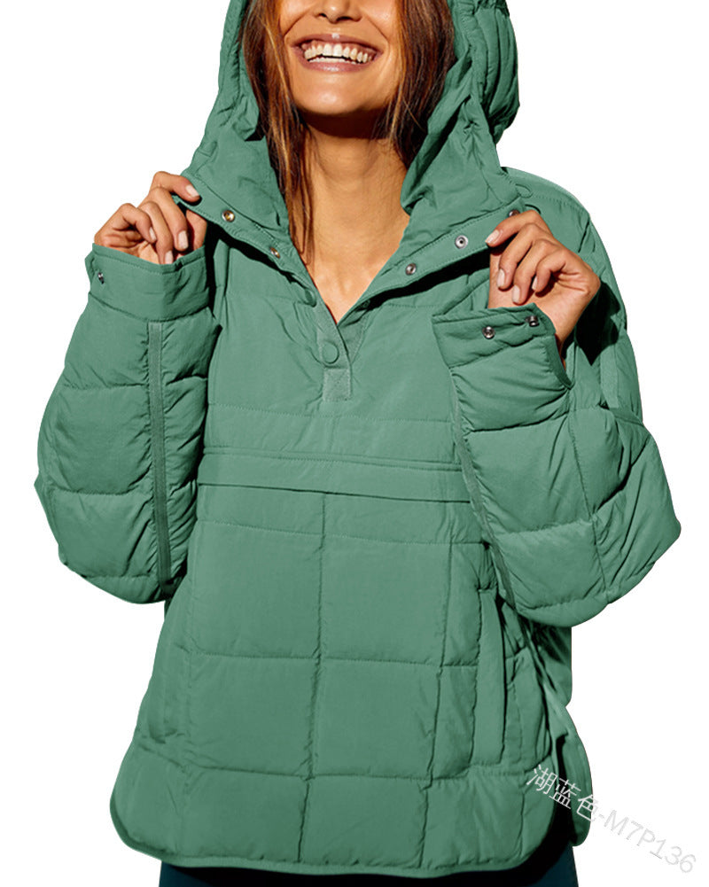 Damen Gefütterter Stepp-Anorak-Pullover mit Kapuze Nord Taschen