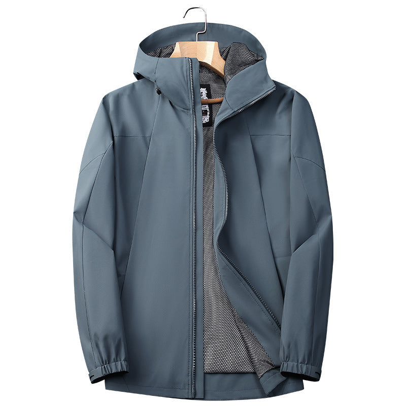 Herren Softshell Regen- und Übergangsjacke mit Kapuze, winddichter Membran und atmungsaktivem Meshfutter Nord Taschen