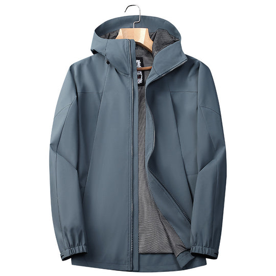 Herren Softshell Regen- und Übergangsjacke mit Kapuze, winddichter Membran und atmungsaktivem Meshfutter Nord Taschen