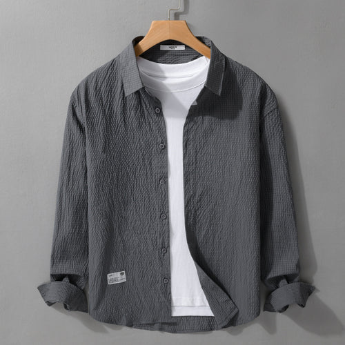 Herren Struktur-Leichthemd im Layering-Style mit Crinkle-Optik und gerundetem Saum Nord Taschen
