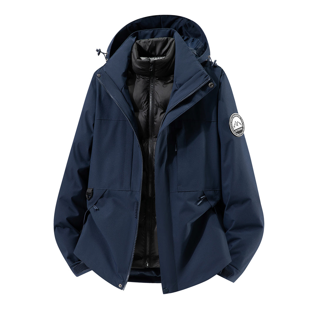 Herren zweilagiger Hardshell-Parka mit abnehmbarer Steppweste und technischer Kapuze Nord Taschen