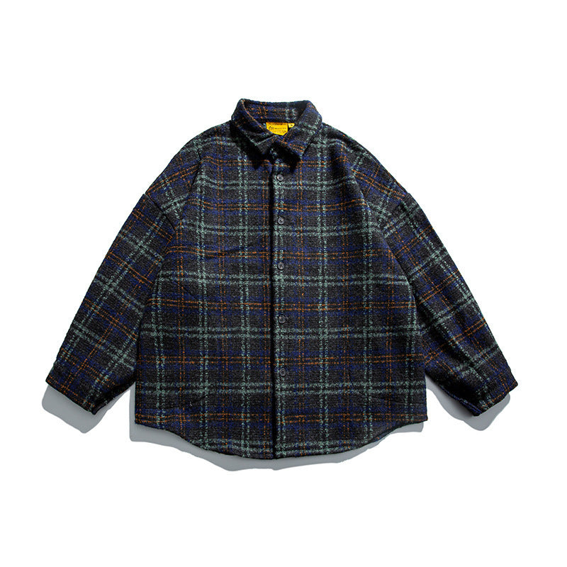 Unisex Bouclé-Karo Hemdjacke mit gesteppter Fütterung, abgerundetem Saum und Hemdkragen Nord Taschen