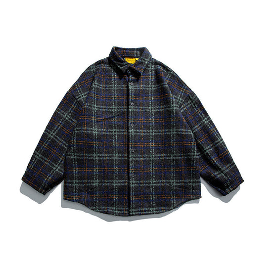 Unisex Bouclé-Karo Hemdjacke mit gesteppter Fütterung, abgerundetem Saum und Hemdkragen Nord Taschen