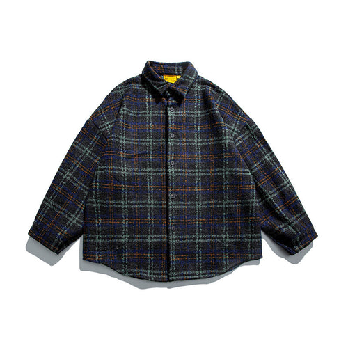 Unisex Bouclé-Karo Hemdjacke mit gesteppter Fütterung, abgerundetem Saum und Hemdkragen Nord Taschen