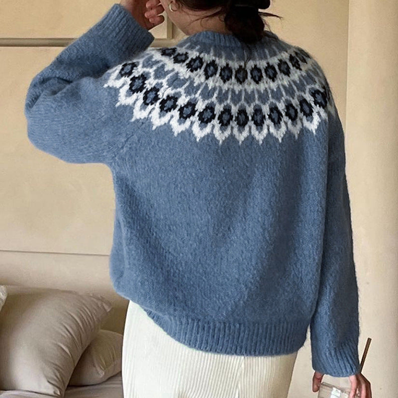 Damen Gemusterter Strickpullover mit Norweger-Motiv Nord Taschen