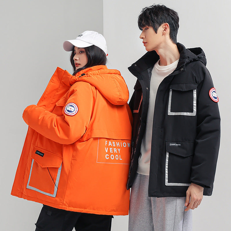 Damen Parka-Jacke mit Kapuze, wattiert, reflektierenden Einsätzen und großen Cargo-Taschen Nord Taschen