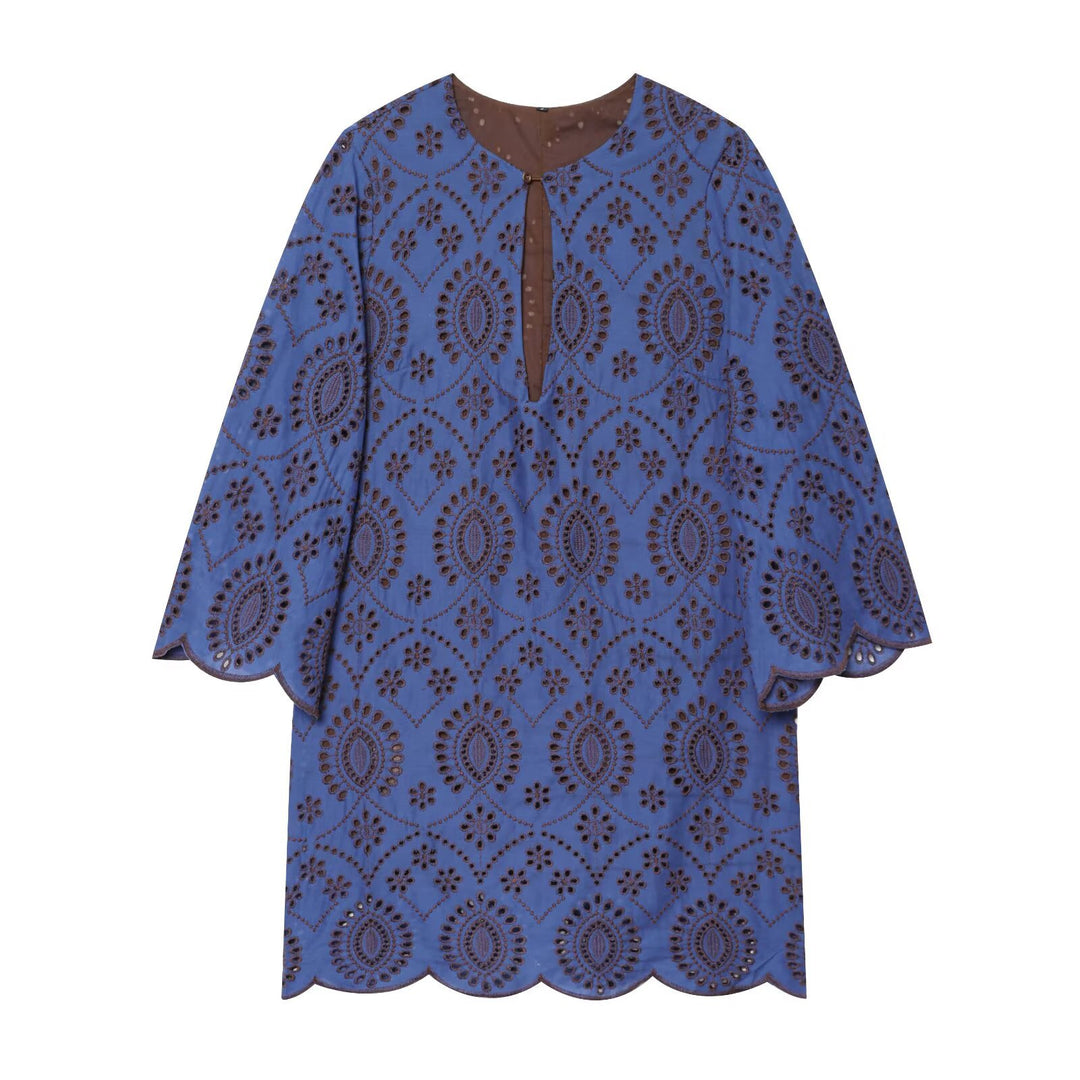 Damen Bestickte Broderie-Anglaise Tunika mit Ajour-Details Nord Taschen