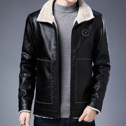 Herren Pilotenblouson in Lederoptik mit Sherpa-Innenfutter und Stehkragen Nord Taschen