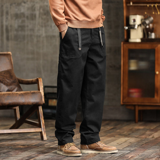 Herren Lockere Canvas-Cargohose mit Tunnelzugbund und aufgesetzten Fronttaschen Nord Taschen