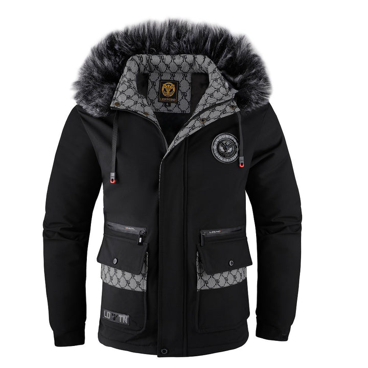 Herren  gefütterte Winterparka mit Kunstfellkapuze, Thermoisolierung und multifunktionalen Taschen Nord Taschen