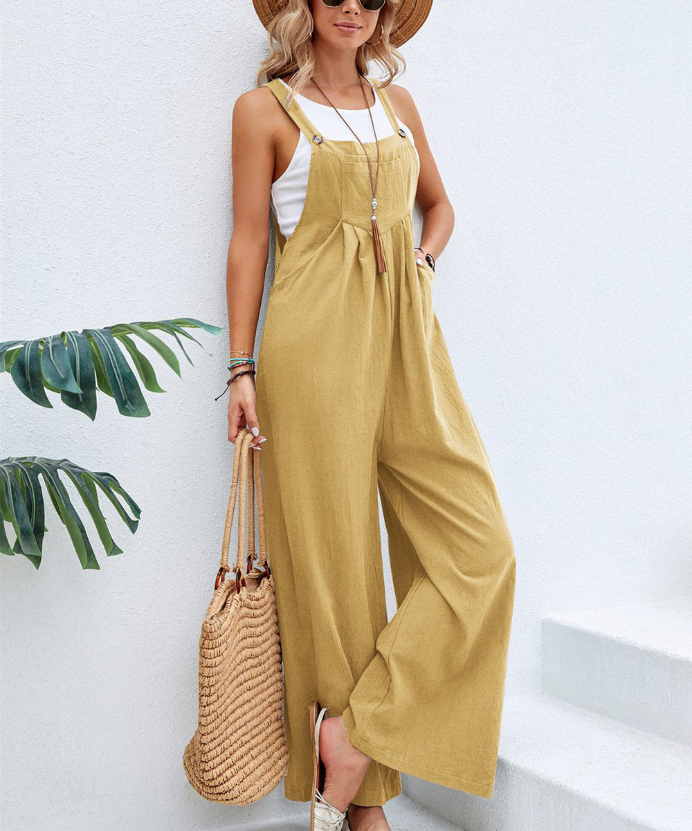 Damen weite Latzhose aus leichtem Material