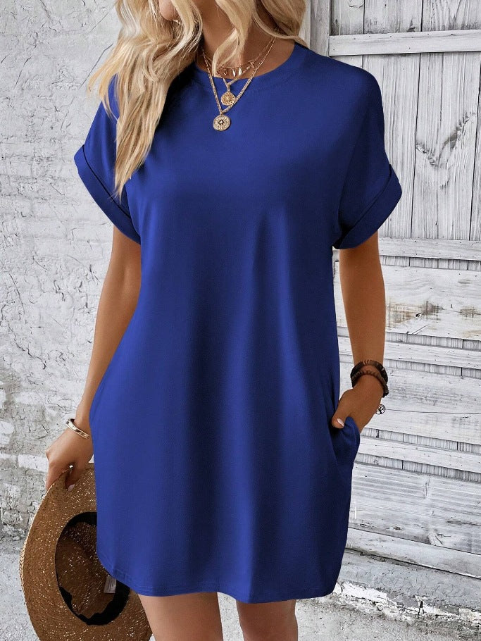 Damen Lockeres T-Shirt-Kleid mit praktischen Taschen und lässigem Design