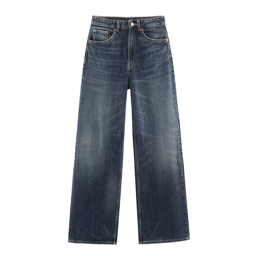 Damen Jeans mit hohem Bund und weitem Bein Nord Taschen