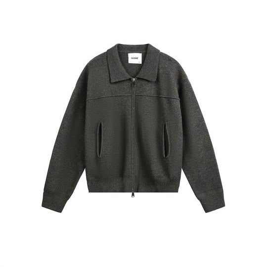 Herren Strick-Zipjacke mit Hemdkragen, Eingrifftaschen und geripptem Saum Nord Taschen