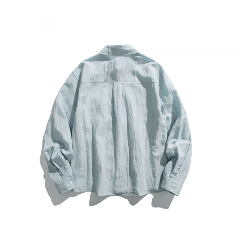 Unisex Oversize leichtes Leinenmix-Hemd mit Brusttasche und lockerem Boxy-Schnitt Nord Taschen