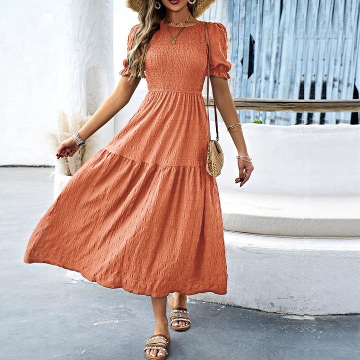 Damen Midikleid mit elastischem Taillenbund und schwingendem Rock