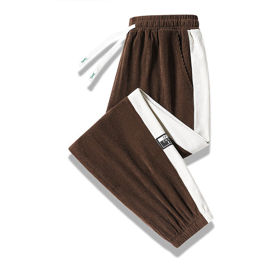 Herren Jogginghose aus geripptem Baumwoll-Mix mit seitlichen Kontrast-Einsätzen und elastischem Saum Nord Taschen