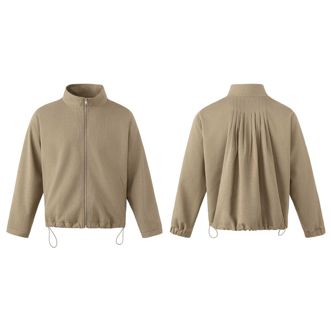 Herren Leichte Baumwoll-Mischgewebe-Utility-Jacke mit Stehkragen und Kordelzug Nord Taschen