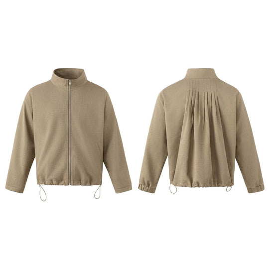 Herren Leichte Baumwoll-Mischgewebe-Utility-Jacke mit Stehkragen und Kordelzug Nord Taschen