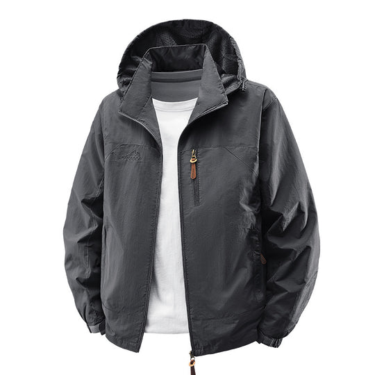 Herren Wasserabweisende ultraleichte Windjacke mit Kapuze, Reißverschluss und Brusttasche Nord Taschen