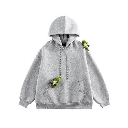 Unisex Oversize-Kapuzenpullover aus French-Terry mit Kängurutasche und abnehmbaren Plüschanhänger Nord Taschen