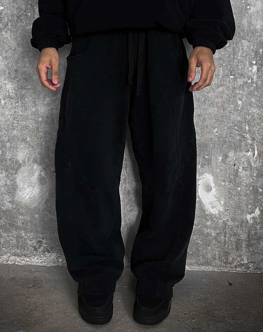 Herren nan Oversize-Freizeitjogger mit geschwungenen Nahtdetails, Kordelzugbund und elastischen Beinabschlüssen Nord Taschen