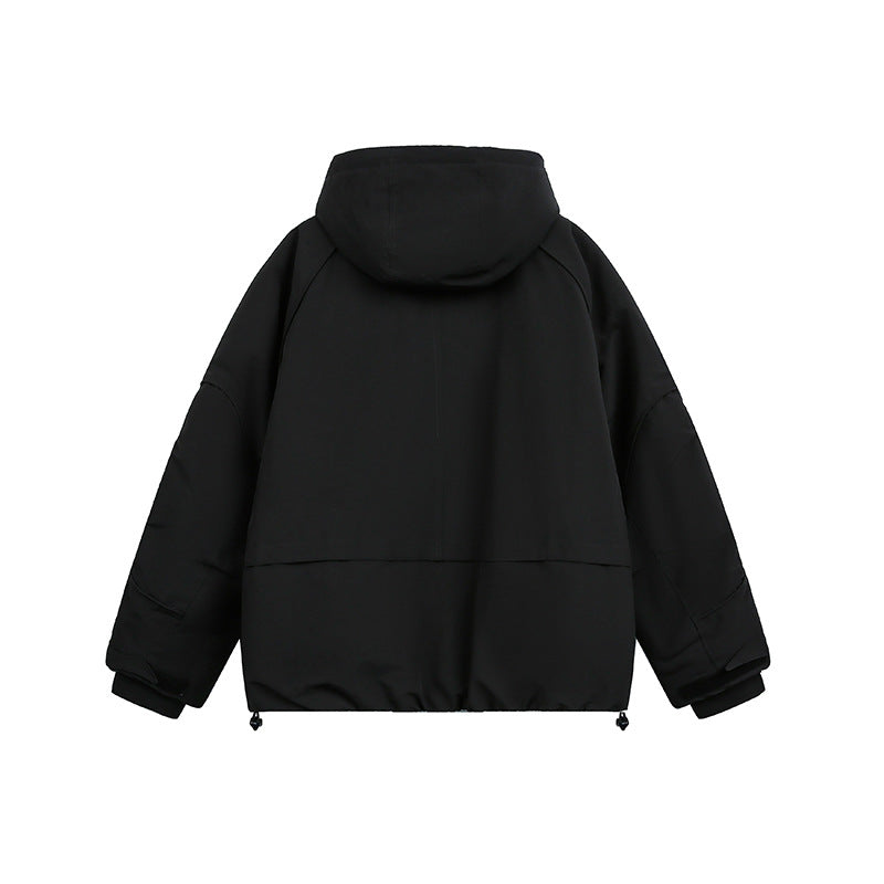 Damen Oversized wattierte Kapuzenjacke mit Raglanärmeln und Kordelzug Nord Taschen