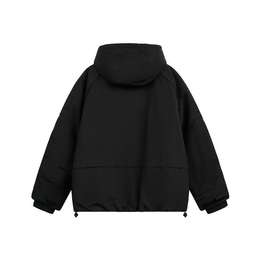 Damen Oversized wattierte Kapuzenjacke mit Raglanärmeln und Kordelzug Nord Taschen