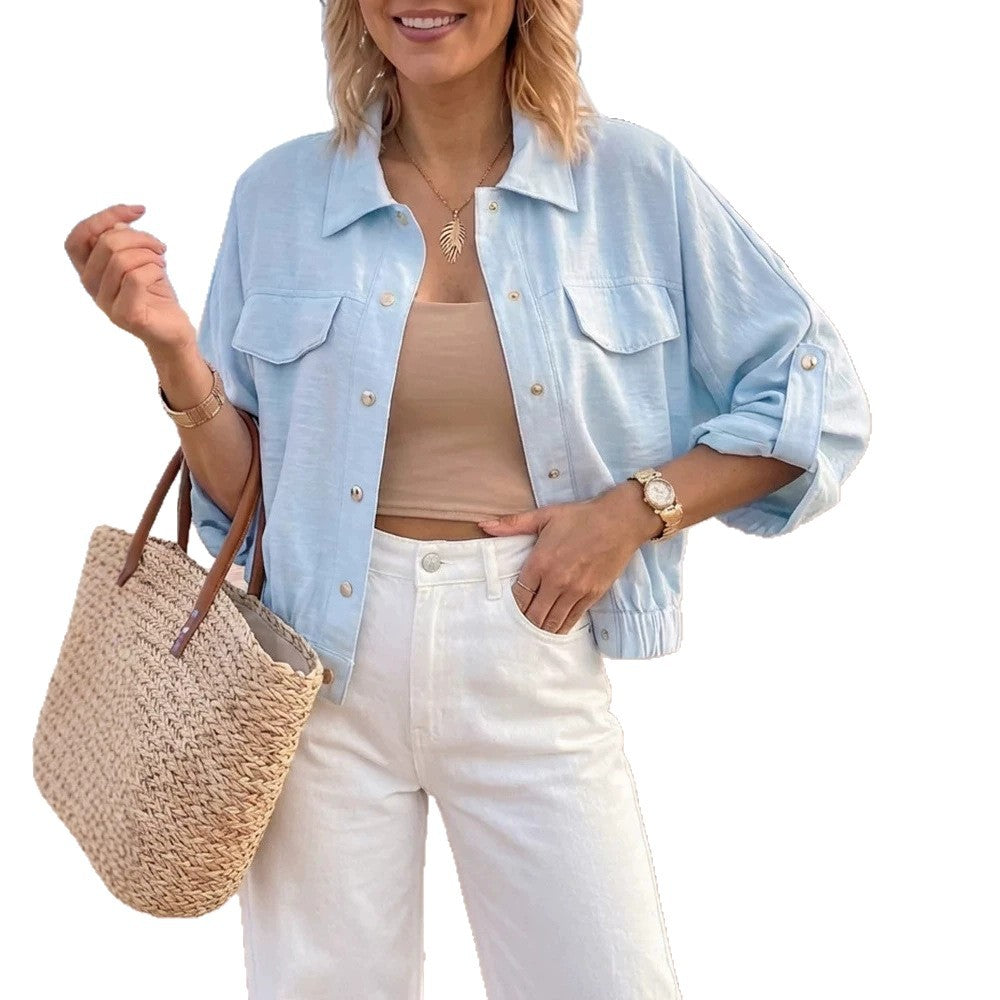 Damen Lässige Sommerjacke mit Knopfdetails Nord Taschen