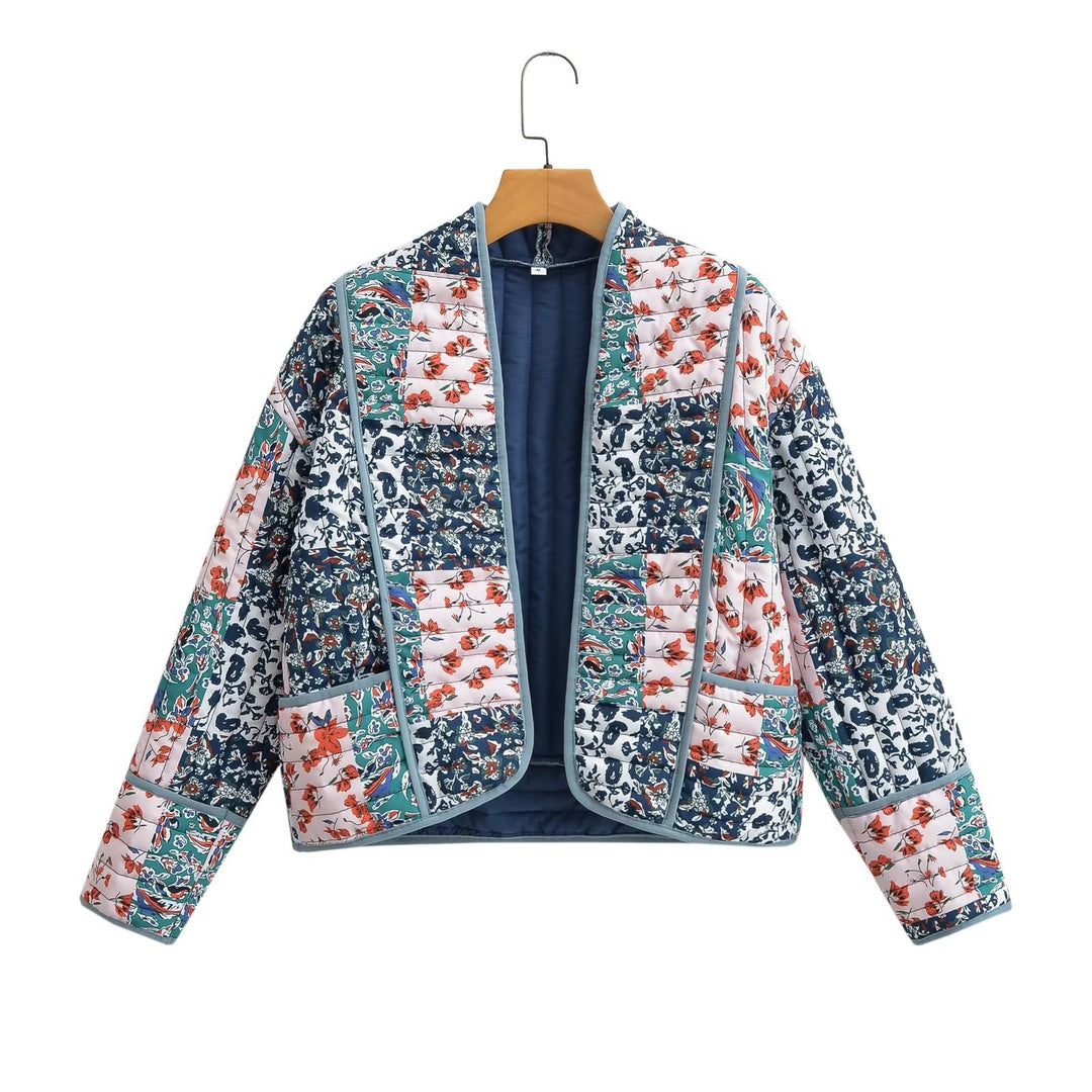 Damen Gepolsterte Patchwork‑Jacke im Kimono‑Stil Nord Taschen