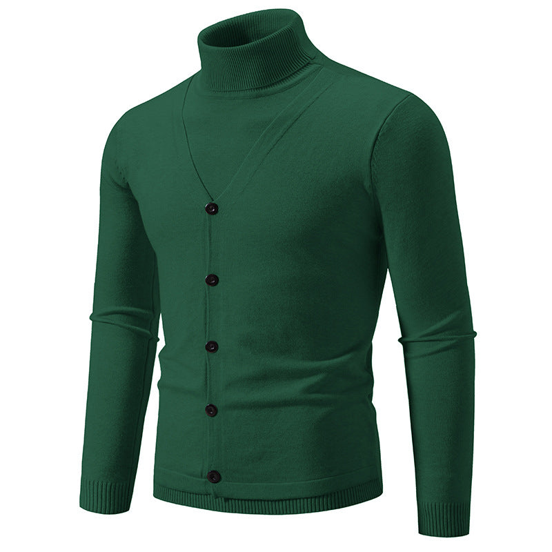 Herren Feiner Rollkragenpullover mit dekorativer Knopfleiste und schmaler Silhouette Nord Taschen