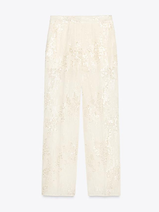 Damen weite Paillettenhose mit hohem Bund und fließendem Bein Nord Taschen