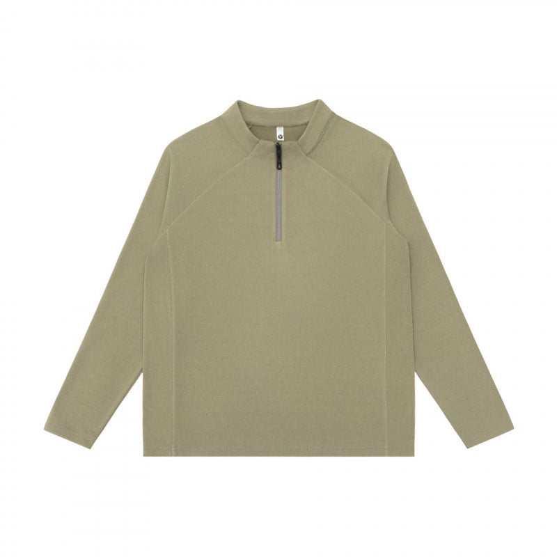 Unisex Leichtes Oversize-Halbzip-Sweatshirt mit Raglanärmeln und Stehkragen Nord Taschen