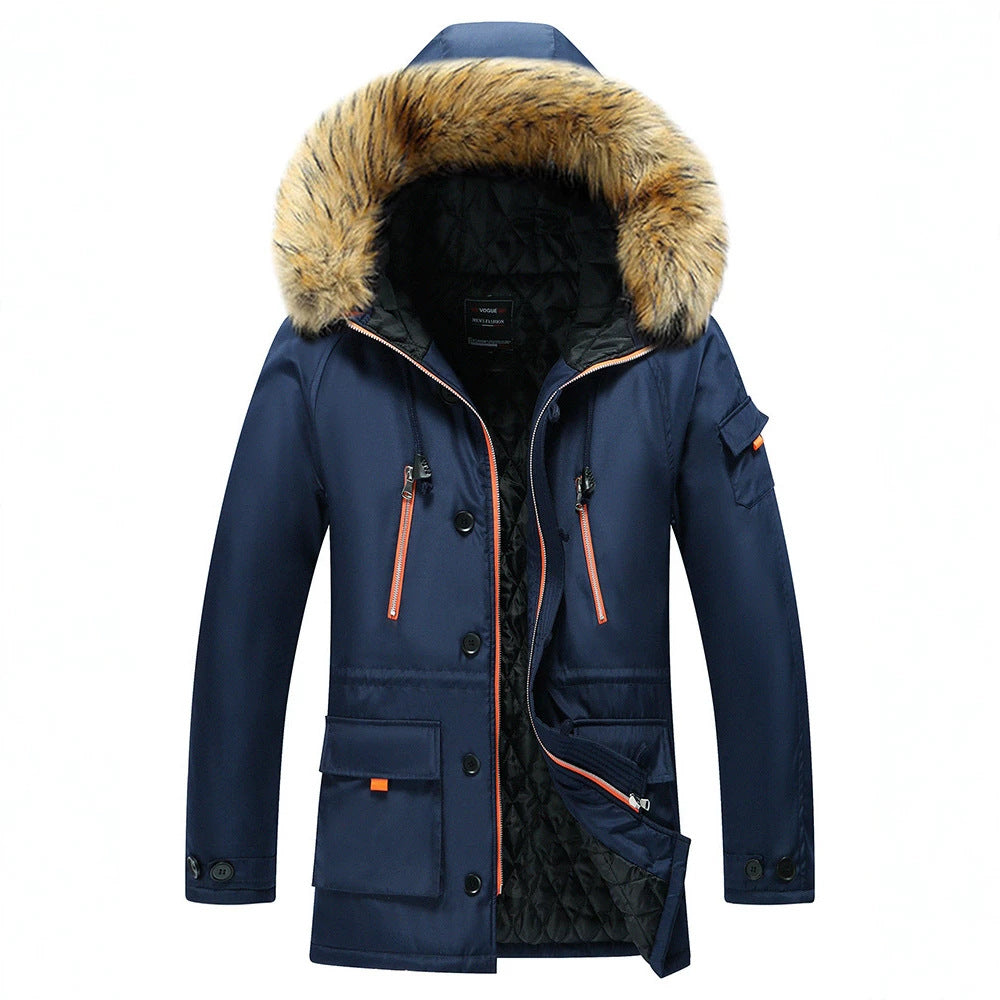 Herren Urbaner Winterparka im Fieldstil mit abnehmbarem Kunstfellbesatz und multifunktionalen Taschen Nord Taschen