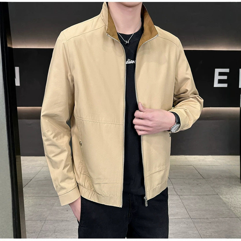 Herren Minimalistische City-Zipjacke aus Mikrofaser mit Stehkragen, verdeckten Taschen und elastischem Saum Nord Taschen
