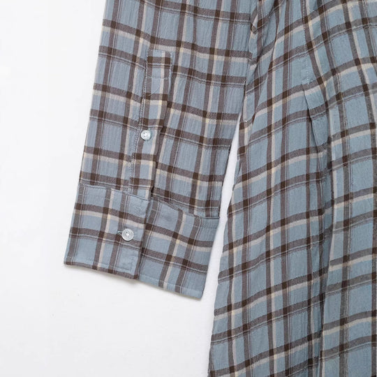 Damen Langes kariertes Hemdkleid mit durchgehender Knopfleiste und A‑Linien‑Silhouette Nord Taschen