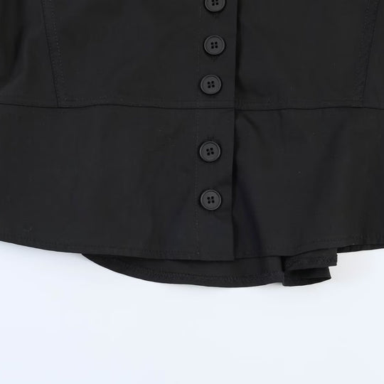 Damen gekürzte Blusenjacke mit durchgehender Knopfleiste und Hemdkragen Nord Taschen