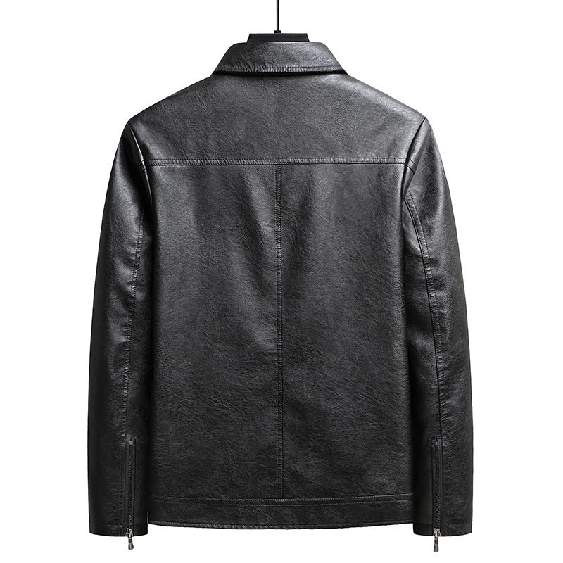 Herren schlanker Kunstleder-Fliegerblouson mit Hemdkragen und ergonomischen Nahtdetails Nord Taschen