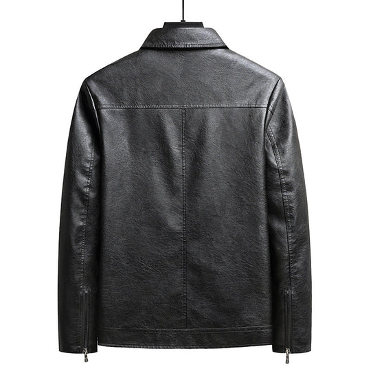Herren schlanker Kunstleder-Fliegerblouson mit Hemdkragen und ergonomischen Nahtdetails Nord Taschen