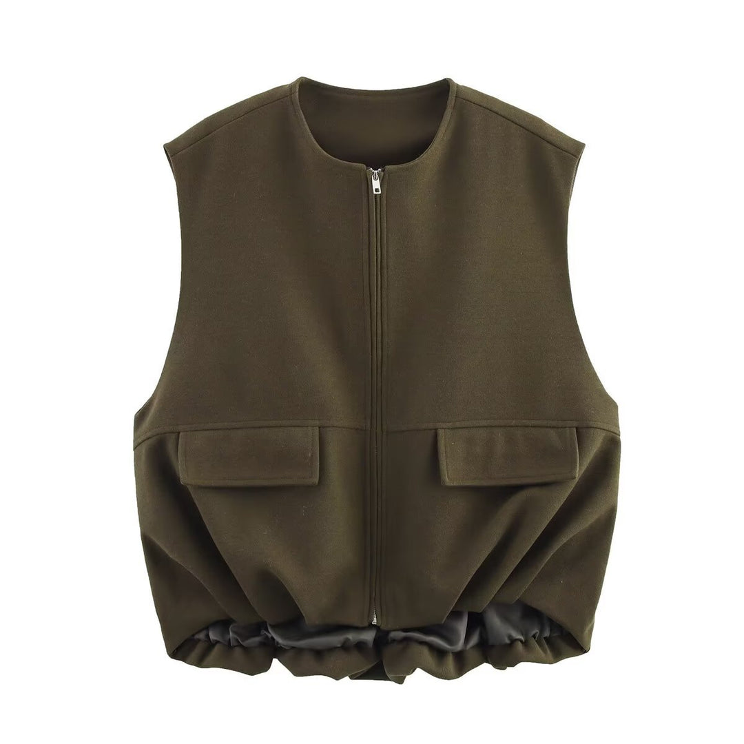 Damen Oversize-Suede-Blouson mit verkürztem Saum und Schulterklappen Nord Taschen