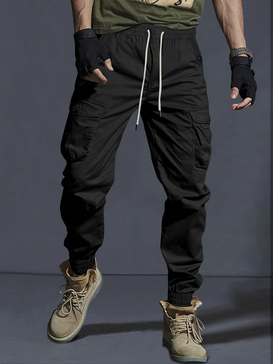 Herren Cargo-Joggerhose mit elastischem Bund, Tunnelzug und Multifunktionstaschen Nord Taschen