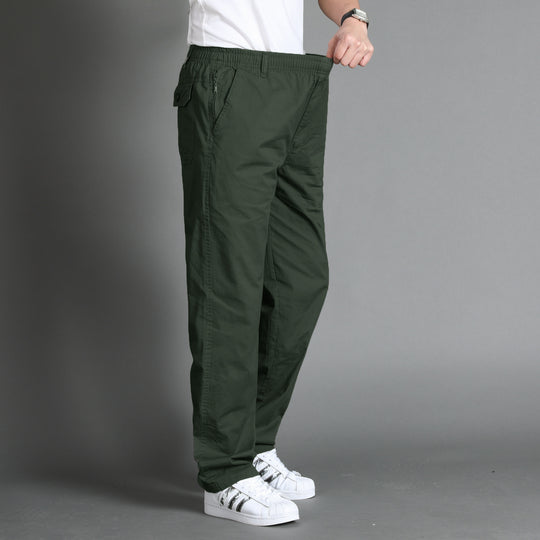Herren Lässige Canvas-Chinohose mit elastischem Tunnelzugbund, aufgesetzten Taschen & geradem Bein Nord Taschen