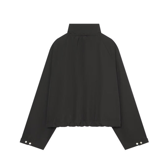 Damen Kurzer Cropped-Blouson mit hohem Stehkragen, Knopfleiste und Tunnelzugsaum Nord Taschen