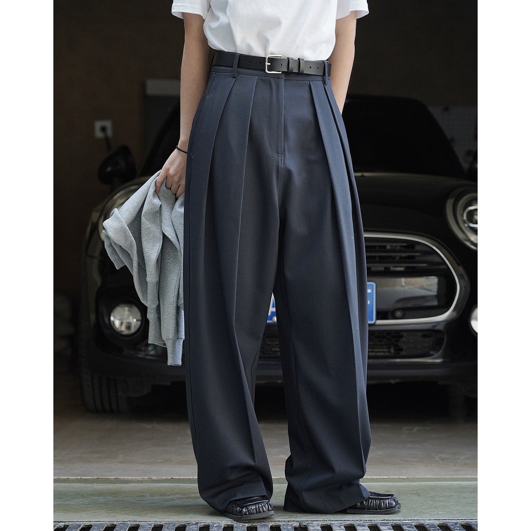 Damen Weite hochtaillierte Palazzo-Hose mit doppelter Bundfalte und fließender Satin-Optik Nord Taschen