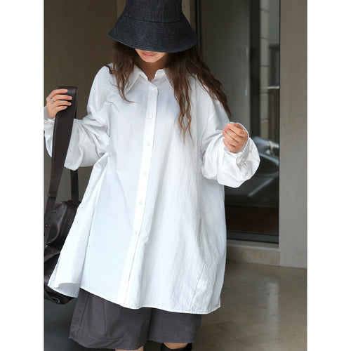 Damen Oversized Hemdblusenkleid mit verdeckter Knopfleiste und Ballonärmeln Nord Taschen