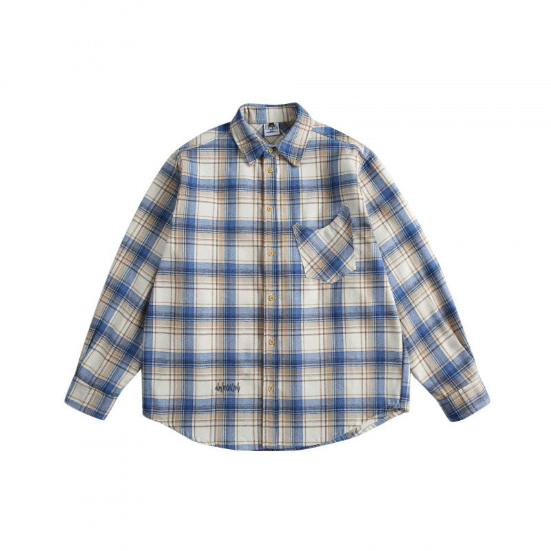 Herren Karierter Oversize-Hemd aus weichem Flanell mit Brusttasche und Rundsaum Nord Taschen