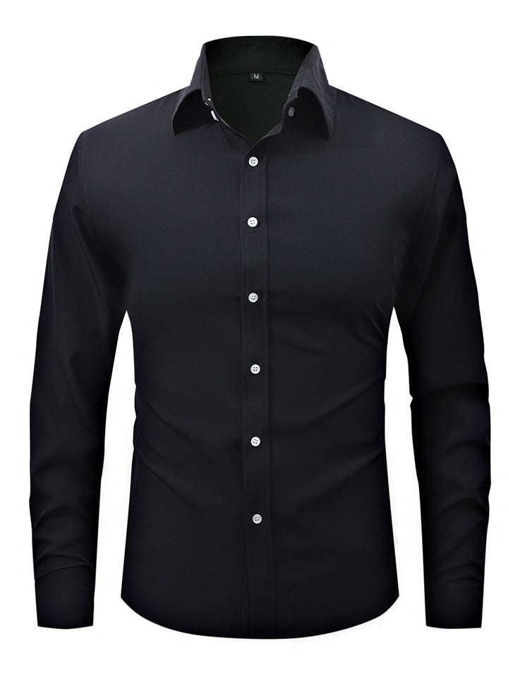 Men's  slim fit long sleeve stretch cotton dress shirt with spread collar Nord Taschen